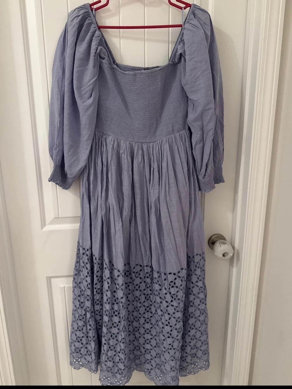 Free People Dusty Blue Eyelet Maxi Dress - Picture 3 of 4